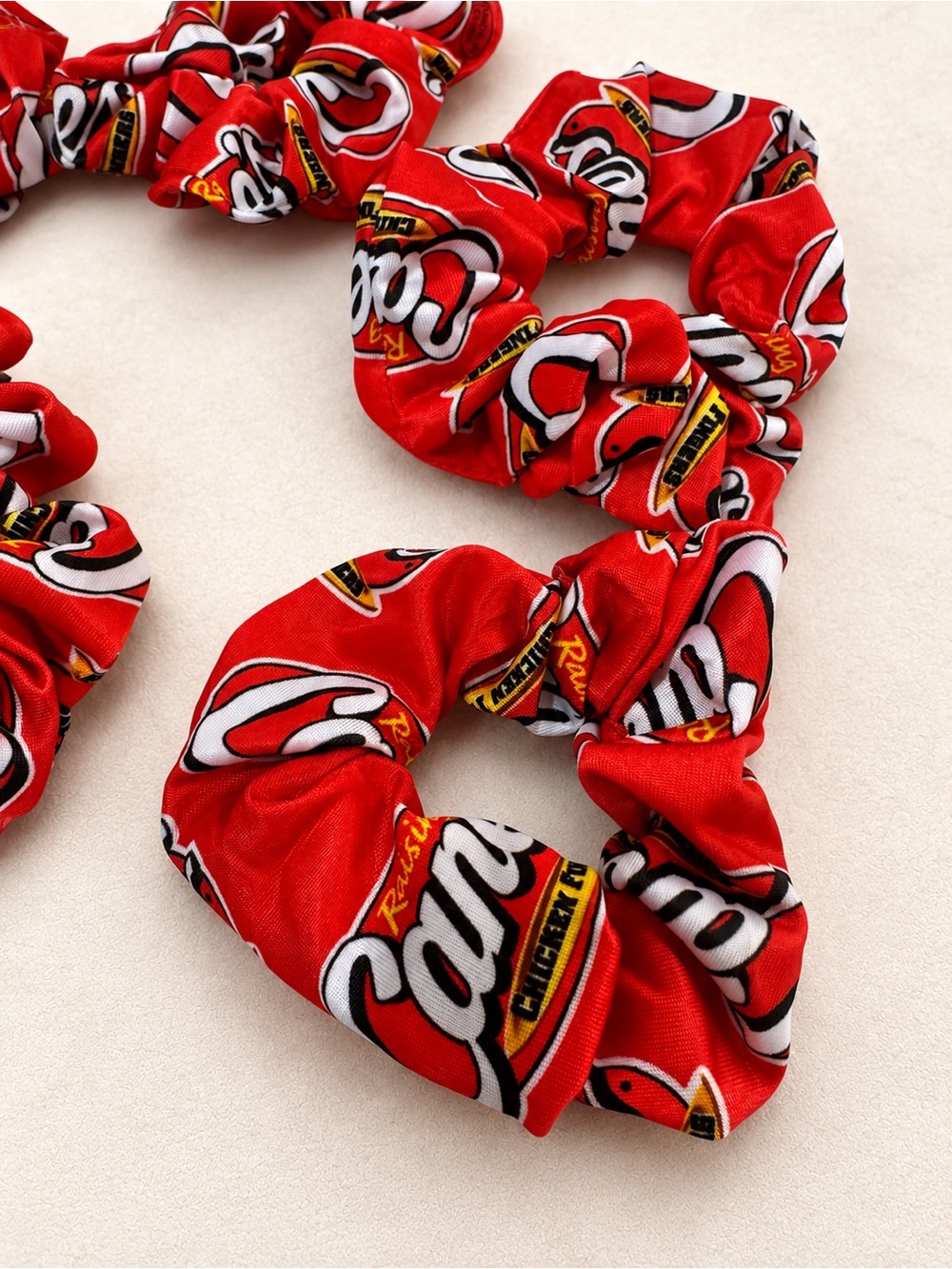 Promotional Authentic Raising Canes Chicken Fingers Logo Print Scrunchie Set (5)